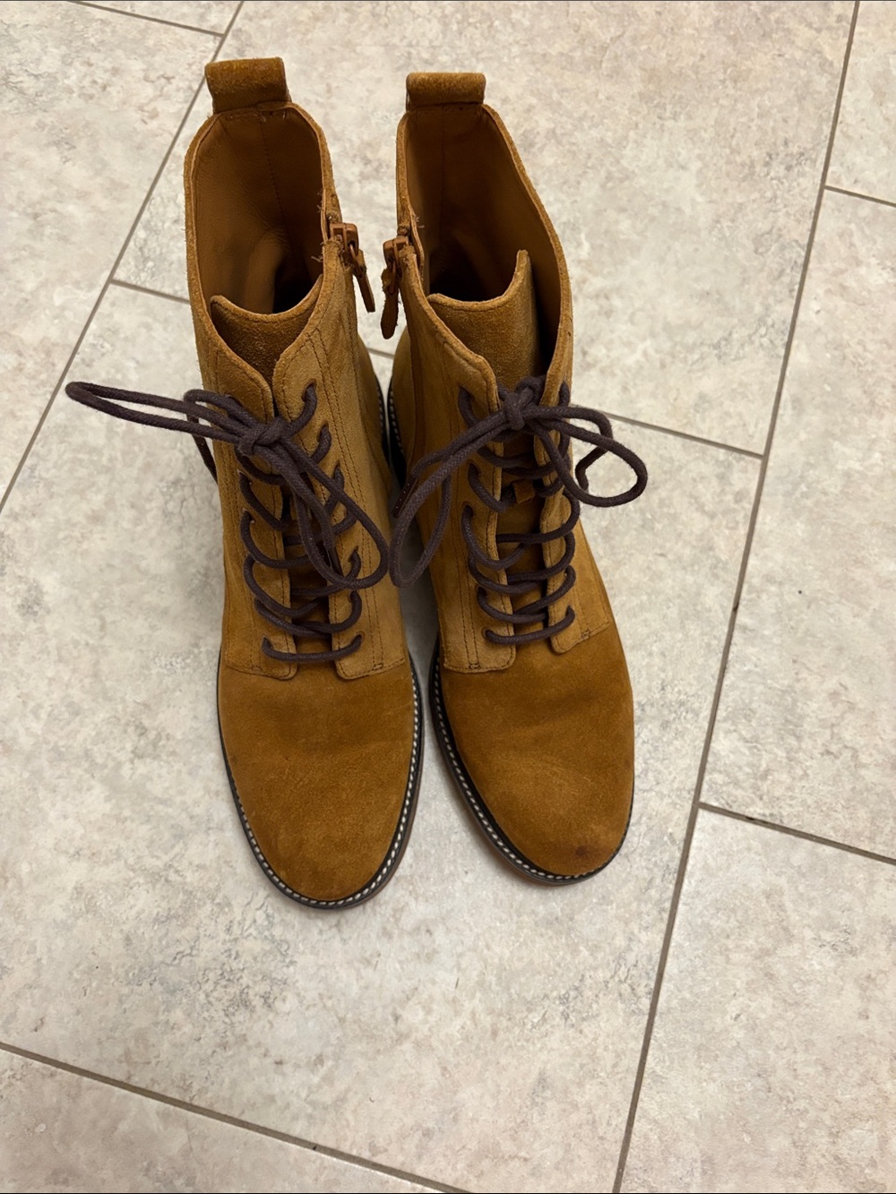 Tory Burch Tan Suede Lace-Up Boots. NWOT